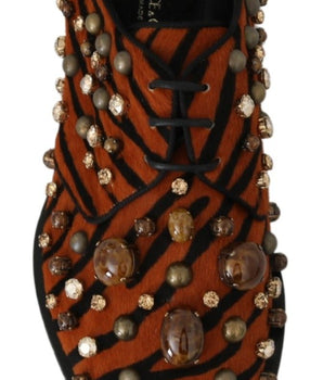 Dolce &amp; Gabbana Zapatos planos con adornos de cristal y estampado de tigre