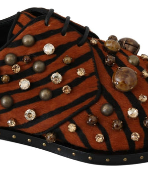 Dolce &amp; Gabbana Zapatos planos con adornos de cristal y estampado de tigre