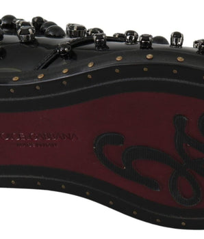 Dolce & Gabbana Elegant Black Crystal Leather Dress Shoes Dolce & Gabbana 