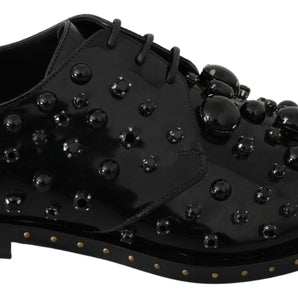 Dolce & Gabbana Elegant Black Crystal Leather Dress Shoes Dolce & Gabbana 