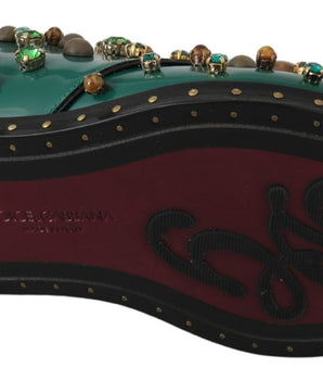 Zapatos de vestir de cuero esmeralda Dolce &amp; Gabbana con detalles de cristal