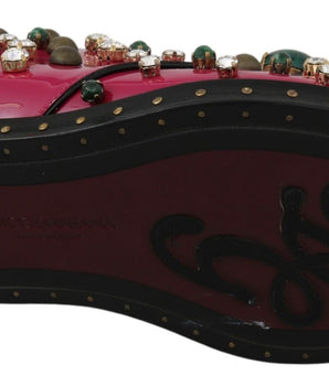 Dolce &amp; Gabbana Fuchsia Pink Crystal Patent Flats