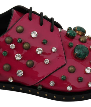 Dolce &amp; Gabbana Fuchsia Pink Crystal Patent Flats