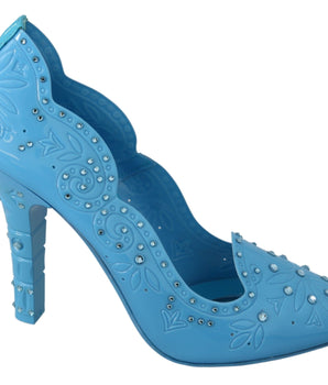 Dolce &amp; Gabbana Crystal Embellished Blue Cinderella Pumps