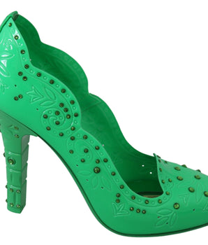 Dolce &amp; Gabbana Enchanting Crystal Cinderella Pumps in Lush Green