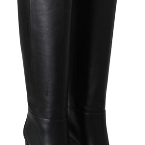 Jimmy Choo Elegant Black Calf Leather Heeled Boots Jimmy Choo 