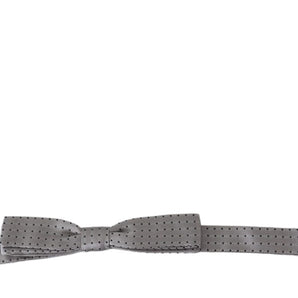 Dolce & Gabbana Elegant Silk Gray Polka Dot Bow Tie