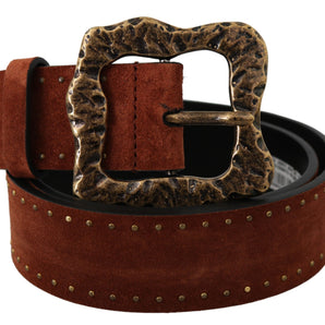 Dolce &amp; Gabbana Elegant Suede Leather Belt with Gold Studs