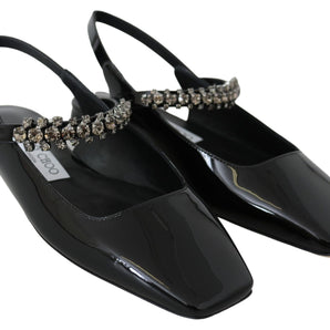 Jimmy Choo Elegant Black Patent Flats with Crystal Accent Jimmy Choo 