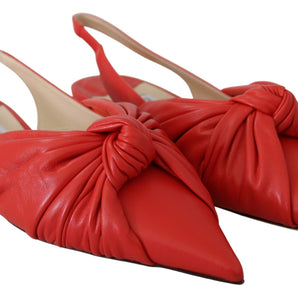 Jimmy Choo Chic Red Pointed Toe Leather Flats Jimmy Choo 