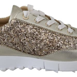 Jimmy Choo Antique Gold Glitter Leather Sneakers Jimmy Choo 