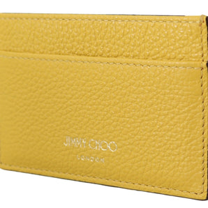 Tarjetero de cuero amarillo Jimmy Choo Sunshine