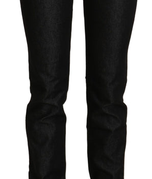 Ermanno Scervino Black Mid Waist Skinny Slim Denim Trouser