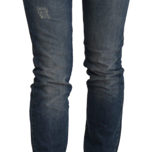 Ermanno Scervino Chic Mid Waist Skinny Denim in Blue Washed