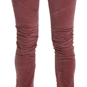 Ermanno Scervino Chic Red Mid Waist Skinny Trousers