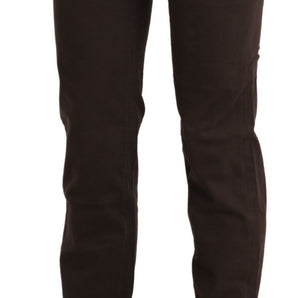 Ermanno Scervino Chic Brown Mid Waist Skinny Trousers