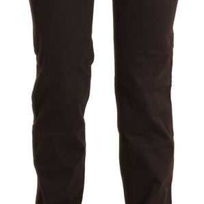 Ermanno Scervino Chic Brown Mid Waist Skinny Trousers