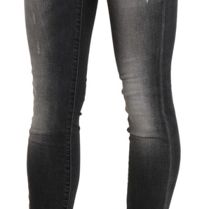 Acht Sleek Low Waist Skinny Denim in Black Wash