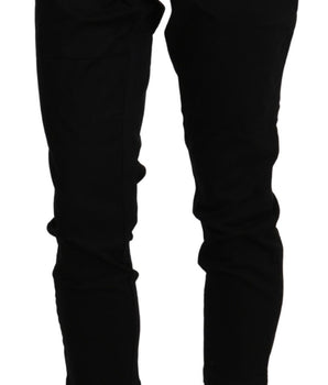 Acht Black High Waist Skinny Cropped Cotton Capri Pants