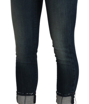 Acht Blue Washed Low Waist Skinny Cropped Denim pant