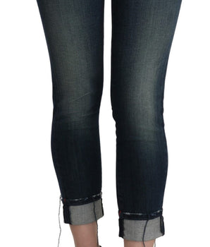 Acht Blue Washed Low Waist Skinny Cropped Denim pant