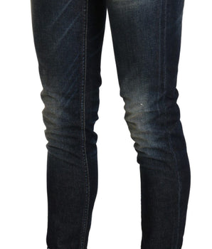 Acht Blue Washed Low Waist Skinny Cropped Denim Pant