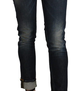 Acht Blue Washed Low Waist Skinny Cropped Denim Pant