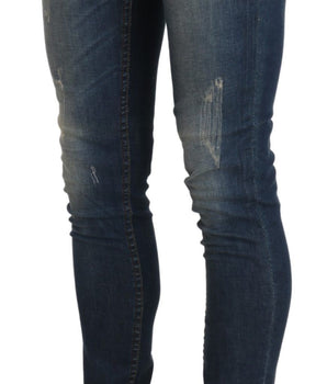 Acht Blue Washed Low Waist Skinny Cropped Denim Trouser