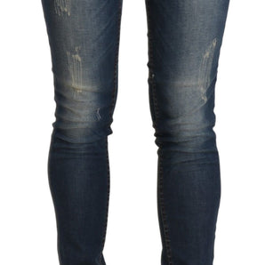 Acht Chic Blue Washed Skinny Cropped Jeans