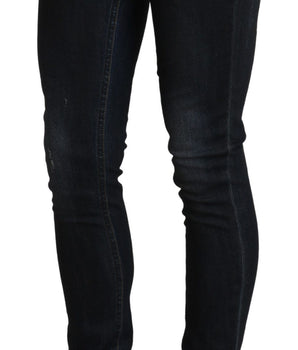 Acht Blue Washed Low Waist Skinny Denim Slim Trouser