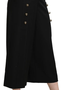 Dolce & Gabbana Black Wide Wool Leg Cropped Trouser Pant Dolce & Gabbana 