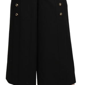 Dolce &amp; Gabbana Elegant High Waist Wide Leg Virgin Wool Trousers