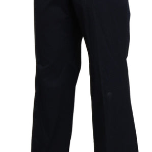 BENCIVENGA Navy Blue High Waist Straight Cotton Pants