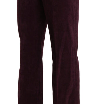 BENCIVENGA Purple Suede High Waist Straight Trouser Pants BENCIVENGA 
