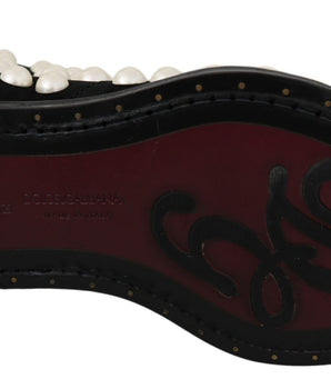 Dolce &amp; Gabbana Chic Black Suede Ankle Boots with Pearls