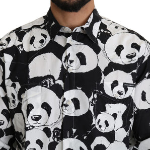 Dolce &amp; Gabbana Camisa de puro algodón con estampado de panda - Negro Blanco