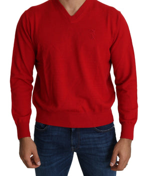 Billionaire Italian Couture Iconic Embroidered Red Wool Sweater Billionaire Italian Couture 