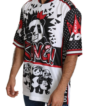 Dolce & Gabbana White King Panda Top Polyester Mens T-shirt