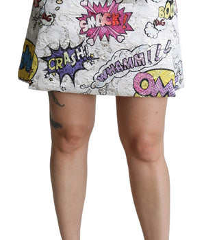Dolce &amp; Gabbana Minifalda elegante con brocado de dibujos animados