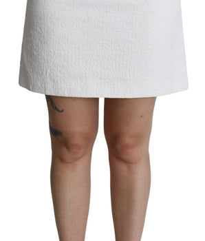 Dolce & Gabbana Elegant White Floral Brocade Mini Skirt Dolce & Gabbana 