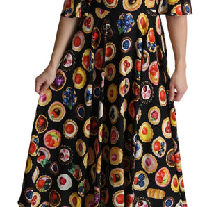 Dolce &amp; Gabbana Vestido largo con estampado de postres multicolor Chic