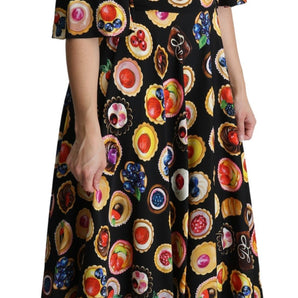 Dolce &amp; Gabbana Vestido largo con estampado de postres multicolor Chic