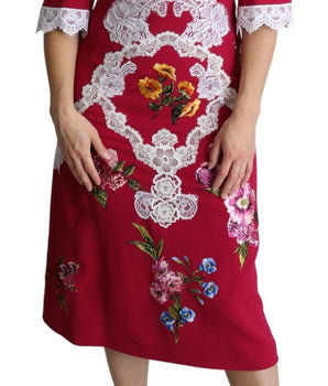 Dolce & Gabbana Floral Embroidered Sheath Midi Dress Dolce & Gabbana 