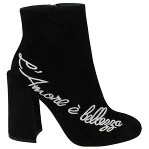 Dolce &amp; Gabbana Embroidered Ankle Boots in Lambskin Suede