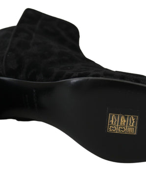 Dolce & Gabbana Elegant Black Leopard Print Short Boots Dolce & Gabbana 