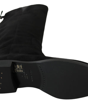Dolce & Gabbana Elegant Black Suede Knee High Boots Dolce & Gabbana 