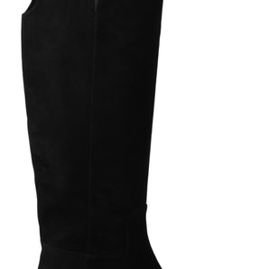 Dolce &amp; Gabbana Elegantes botas hasta la rodilla de ante negro