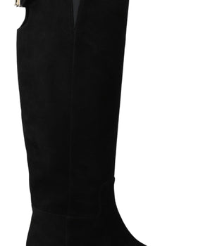 Dolce & Gabbana Elegant Black Suede Knee High Boots Dolce & Gabbana 
