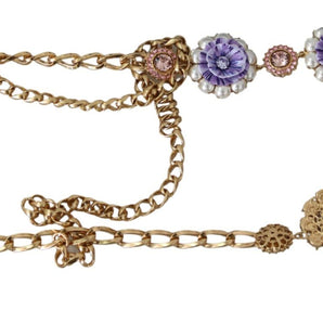 Dolce &amp; Gabbana Elegante collar con dije dorado y motivo floral