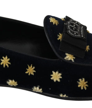 Dolce & Gabbana Elegant Velvet Crown Embroidery Loafers Dolce & Gabbana 